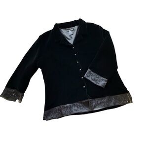 Alexandra Bartlett Velvet Jacket Embellished Beaded Trim Black Women’s L